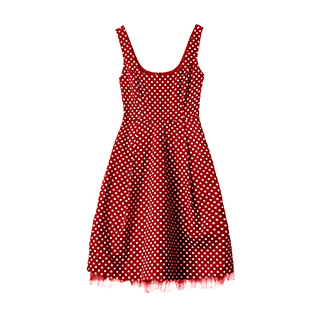 red dress with white dots