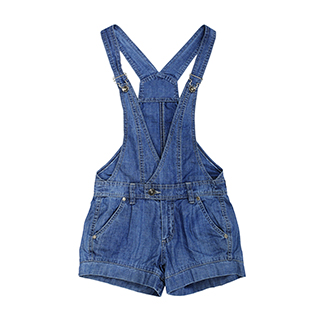 blue denim overall shorts